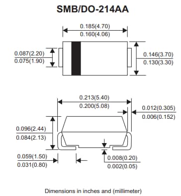 Mechanical Drawing - Comchip Technology ES3xB-HF SMD Superfast Recovery Rectifiers